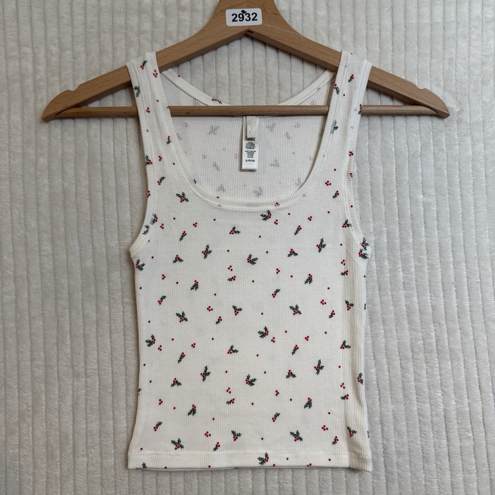 Skims Cotton Rib Tank Mistletoe Holly Size Small NWOT Limited Holiday